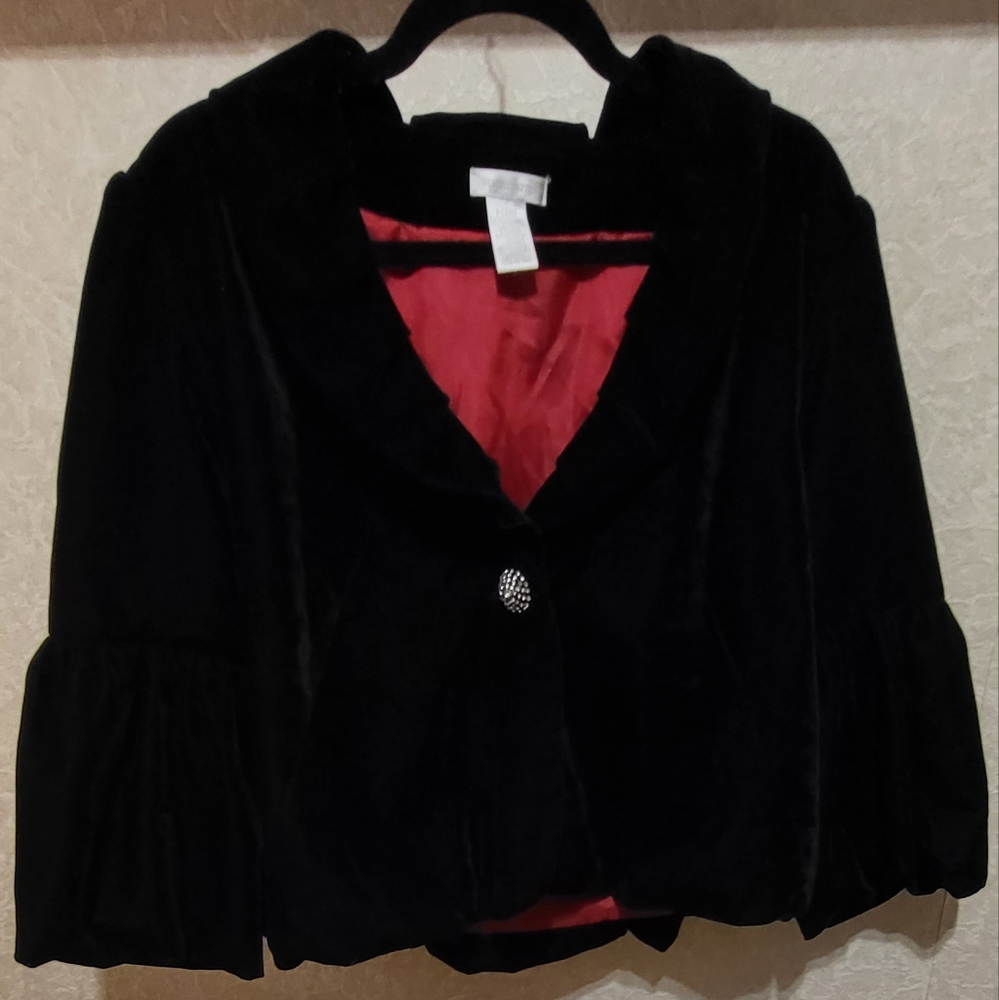 XL Worthington cropped black velour dress jacket